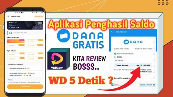 Tambah saldo dana gratis vidnow